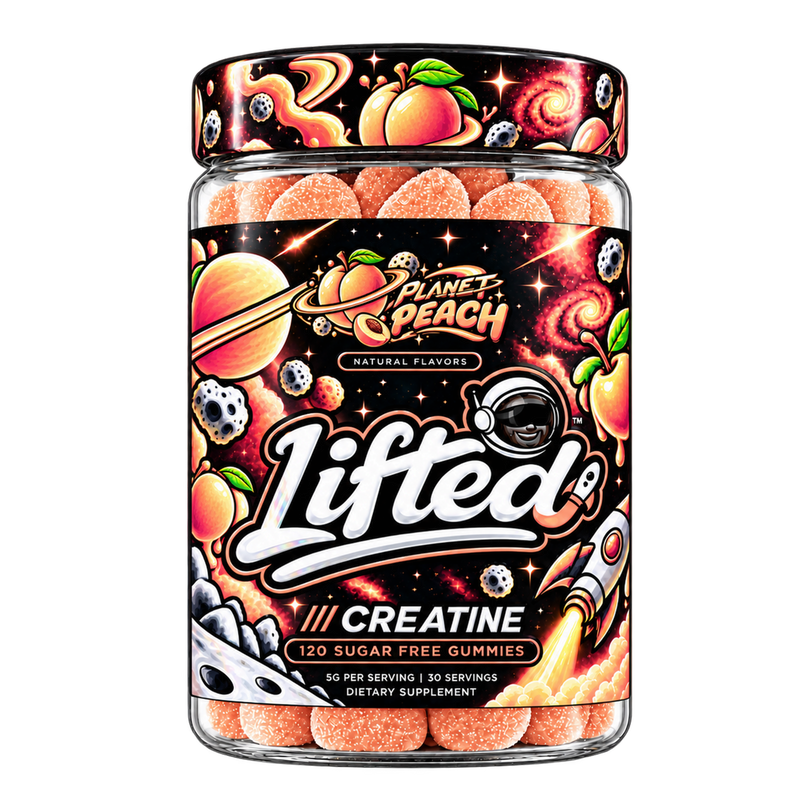 Planet Peach Creatine Gummies jar